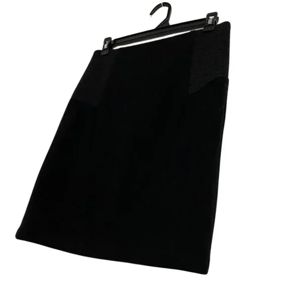 Urban Behavior Black Stretch Skirt Medium Back Zip Ribbed Side Panels Fitted - Picture 6 of 14